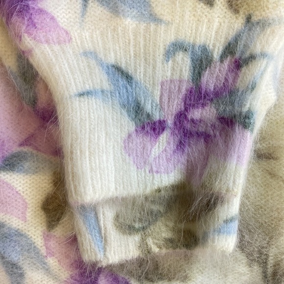 Lee Sands Women’s Orchid and Monstera Print Angora Cardigan Sweater Size 1X NWOT - Picture 9 of 14